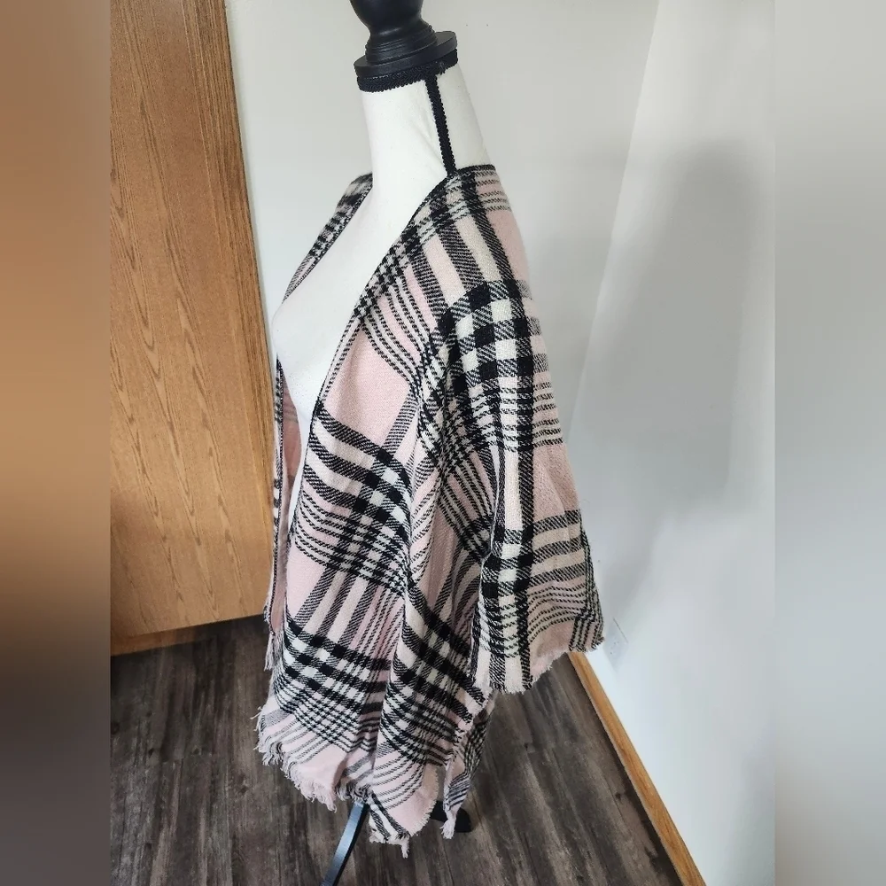 Y2k Juicy Couture Pink and Black Plaid Blanket Poncho
